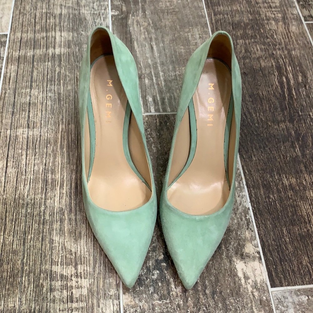 Suede mint heels